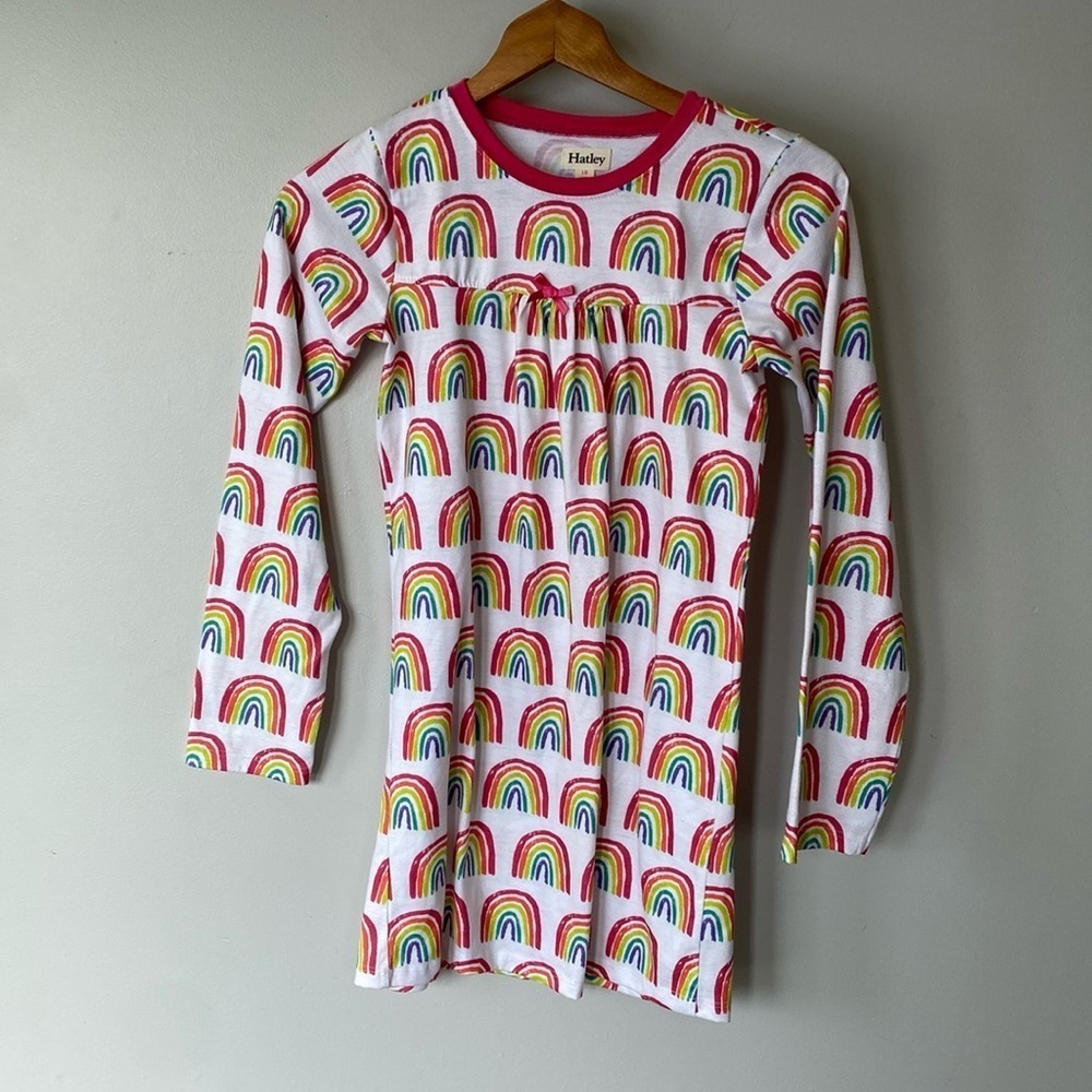 Hatley girls pjs rainbow nightie dress youth girl's size 12